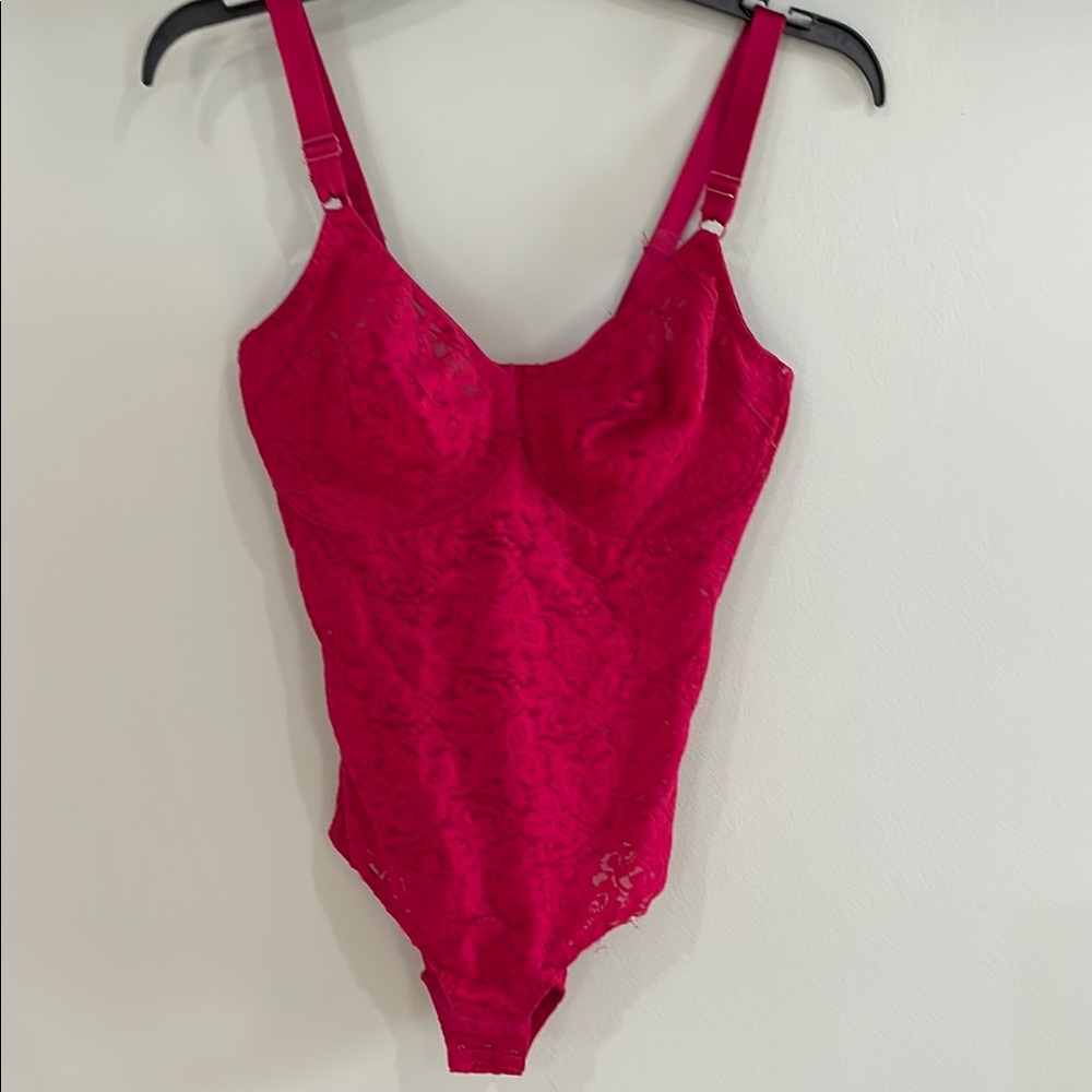 Elegant Red Lace Bodysuit